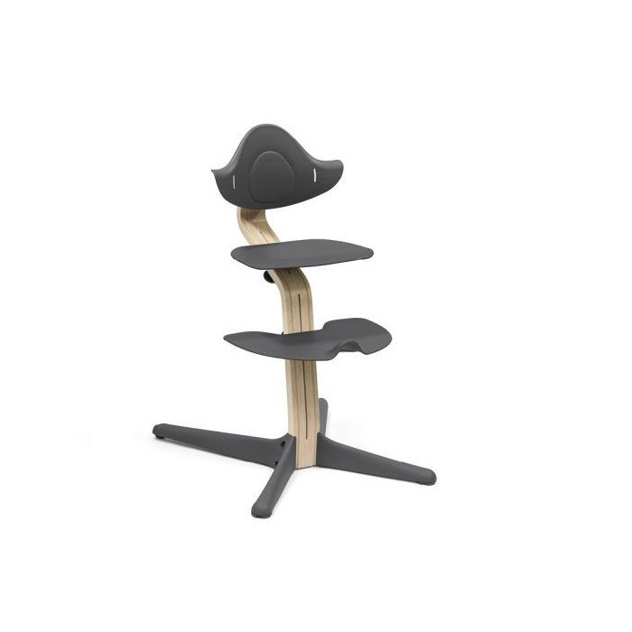 Stokke Nomi + Newborn Set - krzesełko + zestaw dla noworodka-Natural Anthracite-Newborn Set Grey-Grey Blue