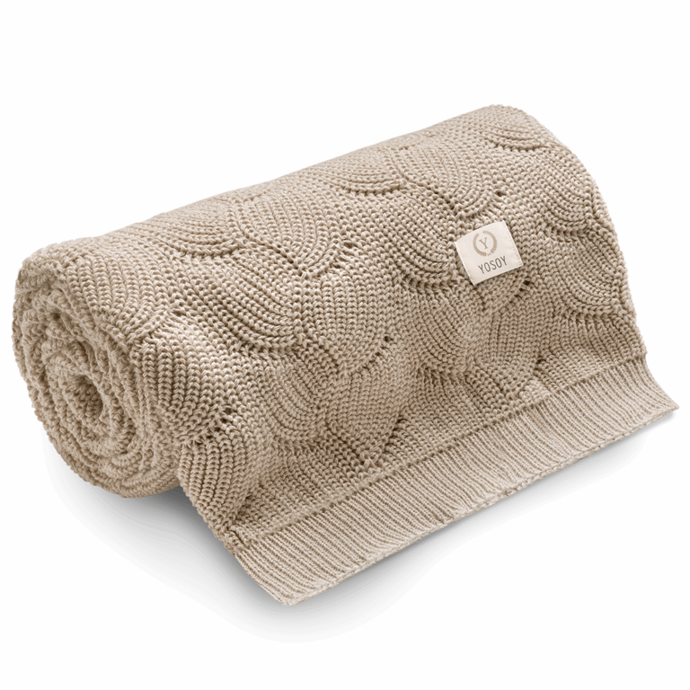 Yosoy Kocyk Waves eco cotton - 100 x 80 cm-Light Beige