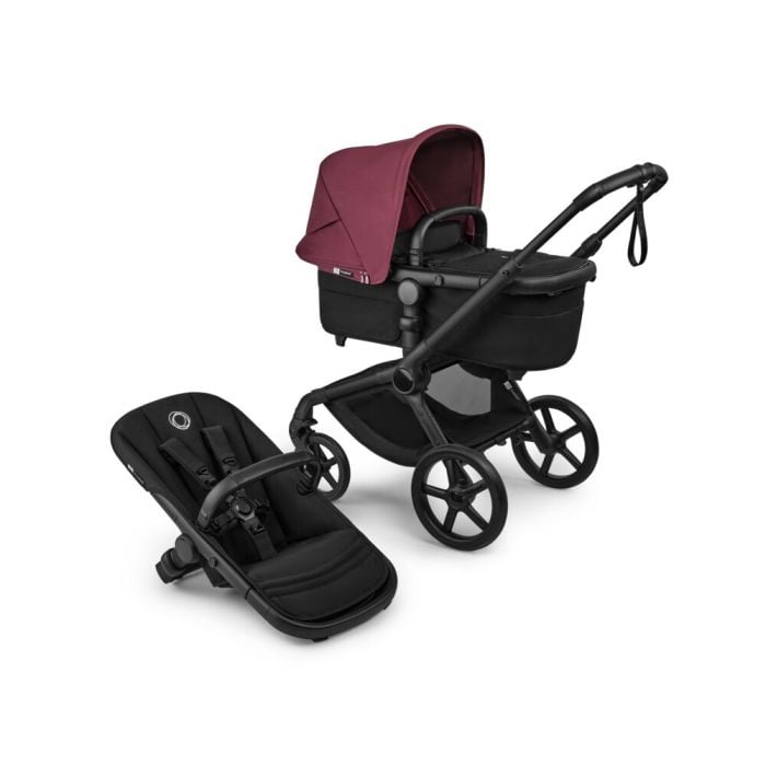 Bugaboo Fox 5 Renew - wózek głęboko-spacerowy-Black-Heritage Black-Dark Cherry