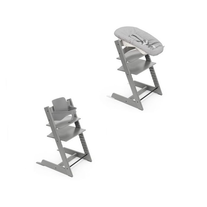 Stokke Tripp Trapp Bundle - krzesełko do karmienia + zestaw Baby Set V2 + zestaw Newborn Set-Storm Grey, Newborn Set Grey