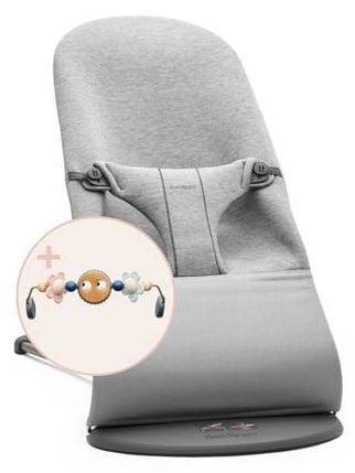 Babybjorn Leżaczek Bliss 3D Jersey - Jasny Szary z zabawką Googly Eyes Pastels