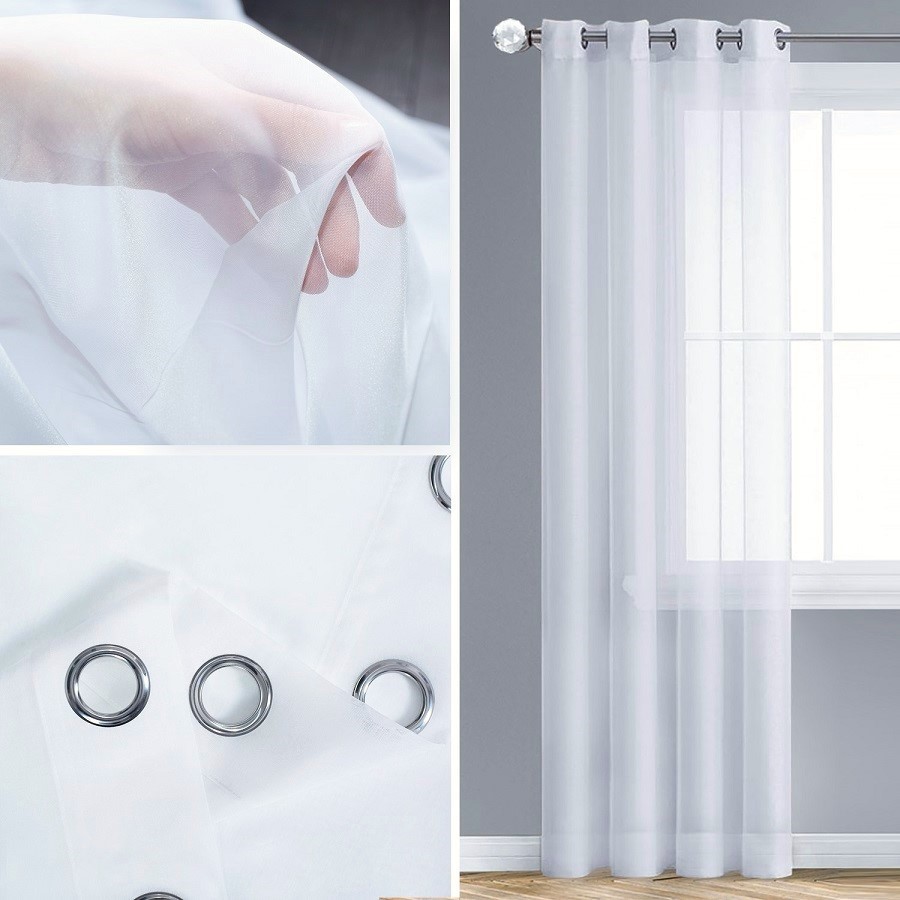 Firana gotowa woal biel 140 x 260 na przelotkach - Alena Firany