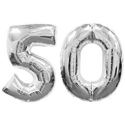 Balony Foliowe Cyfra "50", 100 cm, srebrny