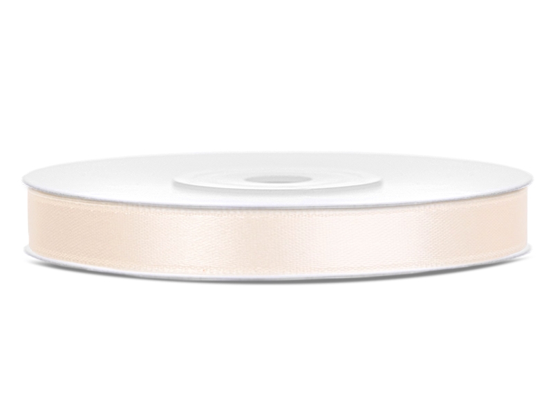 Tasiemka satynowa, j. kremowy, 6mm/25m (1 szt. / 25 mb.)
