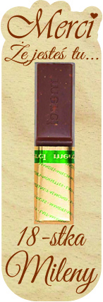 Podziękowanie dla gości MERCI czekoladki prezent z życzeniami na Komunię Roczek Urodziny Ślub Chrzest Święty IMIĘ grawer 18 osiemnastkę