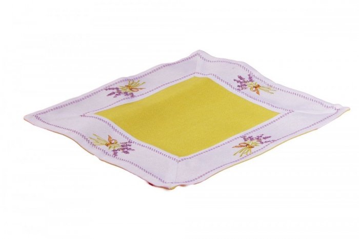 Ozdobny obrus haftowany rozmiar 85x85 cm Lawenda Kolor: biało-zielony