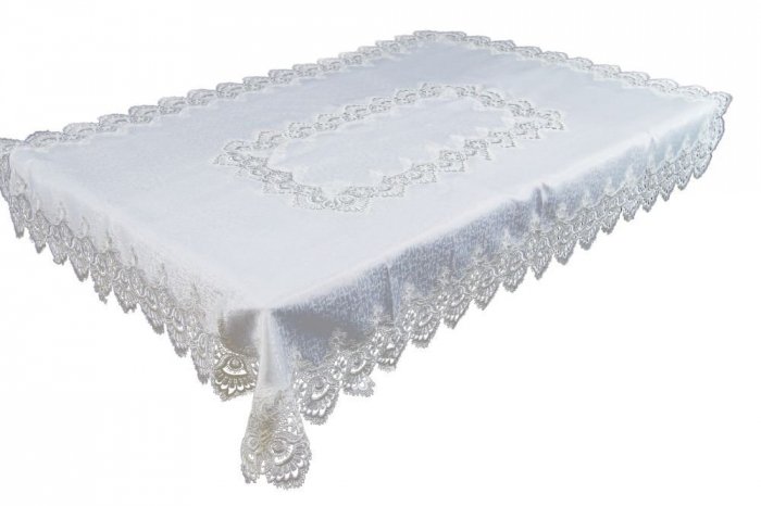 Obrus gipiurowy rozmiar 140x300 OV wzór biały (088)