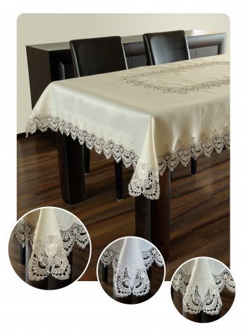 Obrus gipiurowy rozmiar 140x300 wzór złoty (088) oval