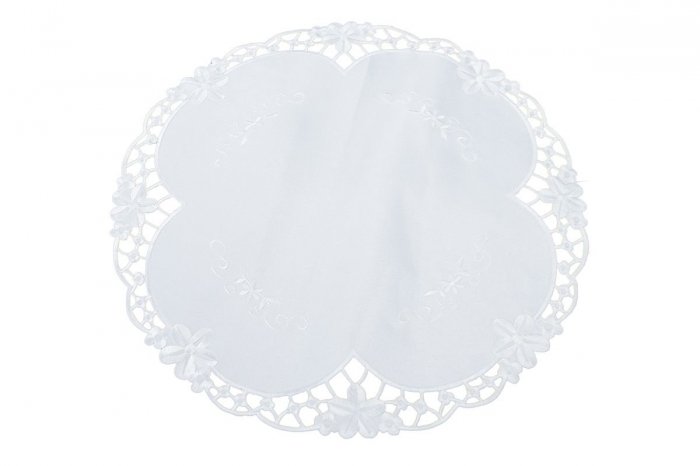 Obrus Haftowany FIONA 1660 40cm koło kolor: biały