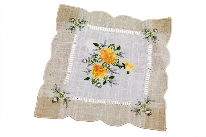 Obrus 20x20 wz. 1654 Kolor: lniany pomarańczowe róże