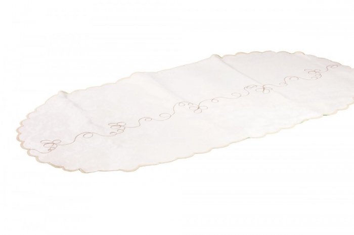 Obrus plamoodporny Zdobiony Baratto 50x100 Owal Kolor: Ecru wz 3