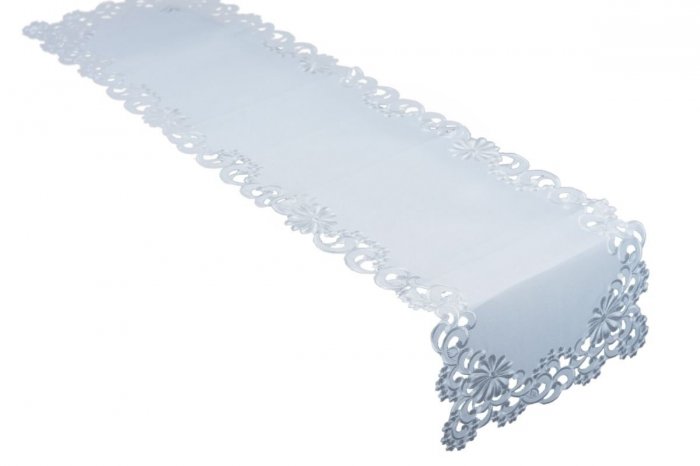 Obrus haftowany rozmiar 40x150 wzór biały (213)