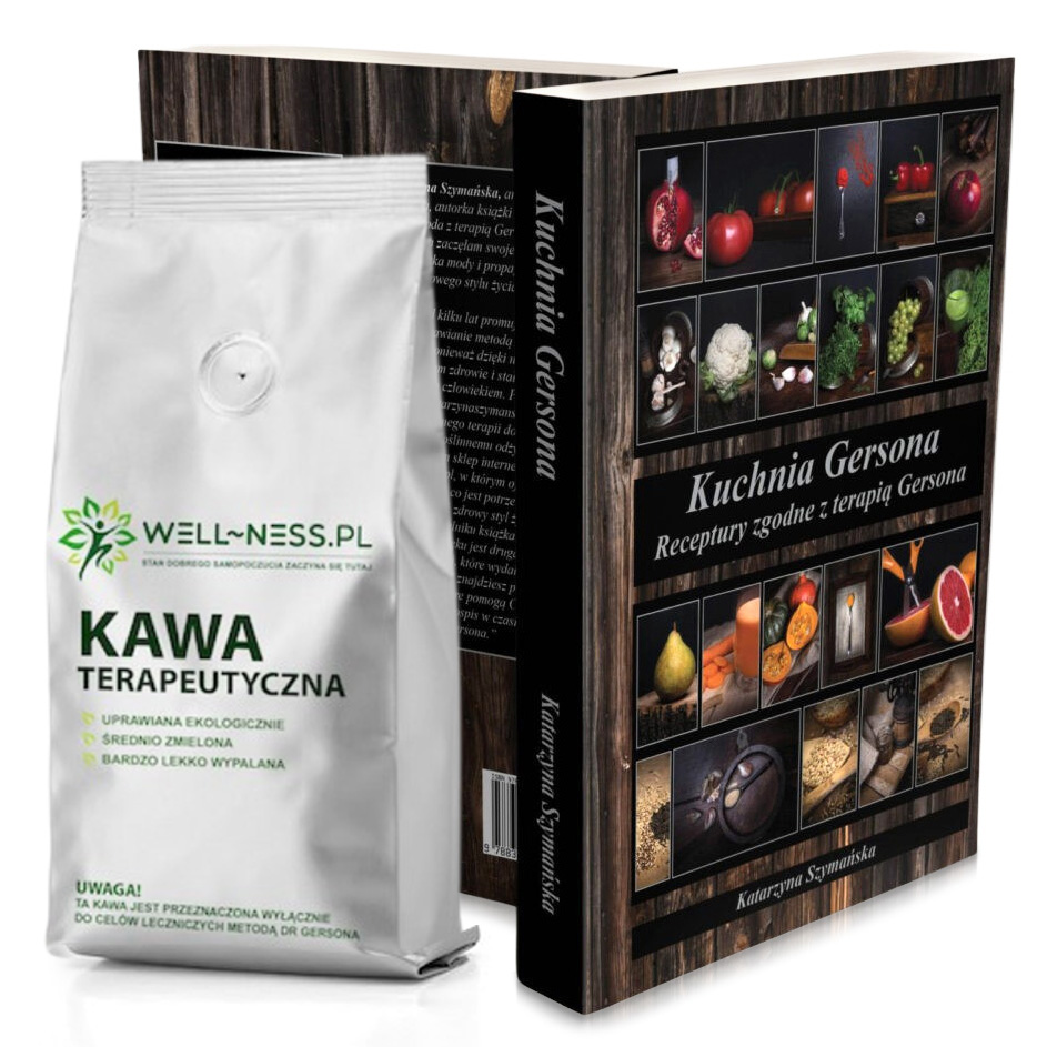 Zestaw: Kawa Terapeutyczna do Lewatyw 1 kg + Książka „Kuchnia Gersona – Receptury zgodne z terapią Gersona"