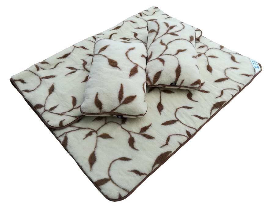 Pościel wełniana merynos australijski, wzór benjamin (kołdra 200x220, 2x poduszka 45x75) (+-5cm)