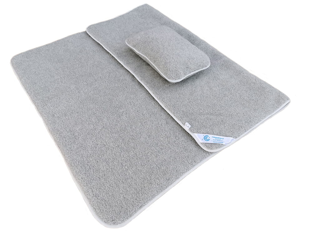 Pościel wełniana merynos tumbler szary (kołdra 140x200, poduszka 40x60) (+-5cm)