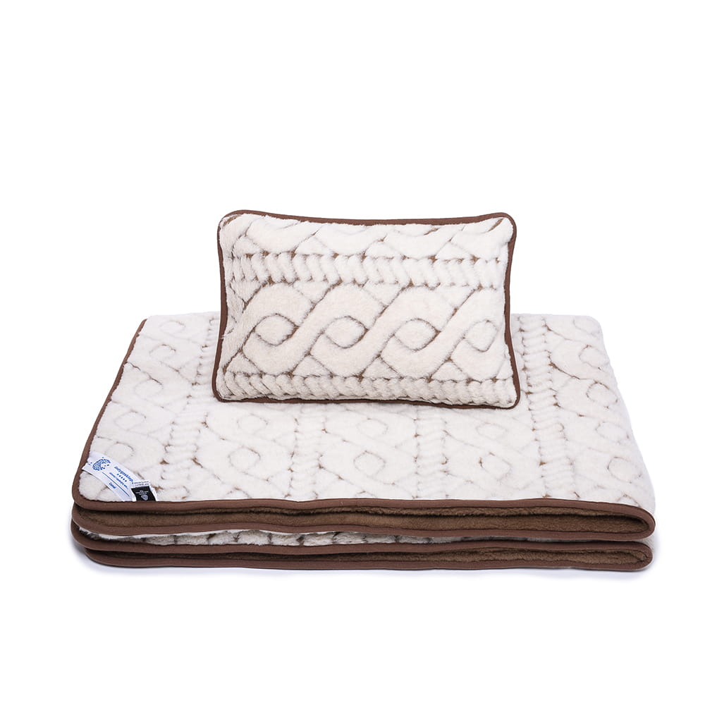 pościel wełniana camel jasny trentino/camel ciemny (kołdra 140x200, poduszka 70x80) (+-5cm)