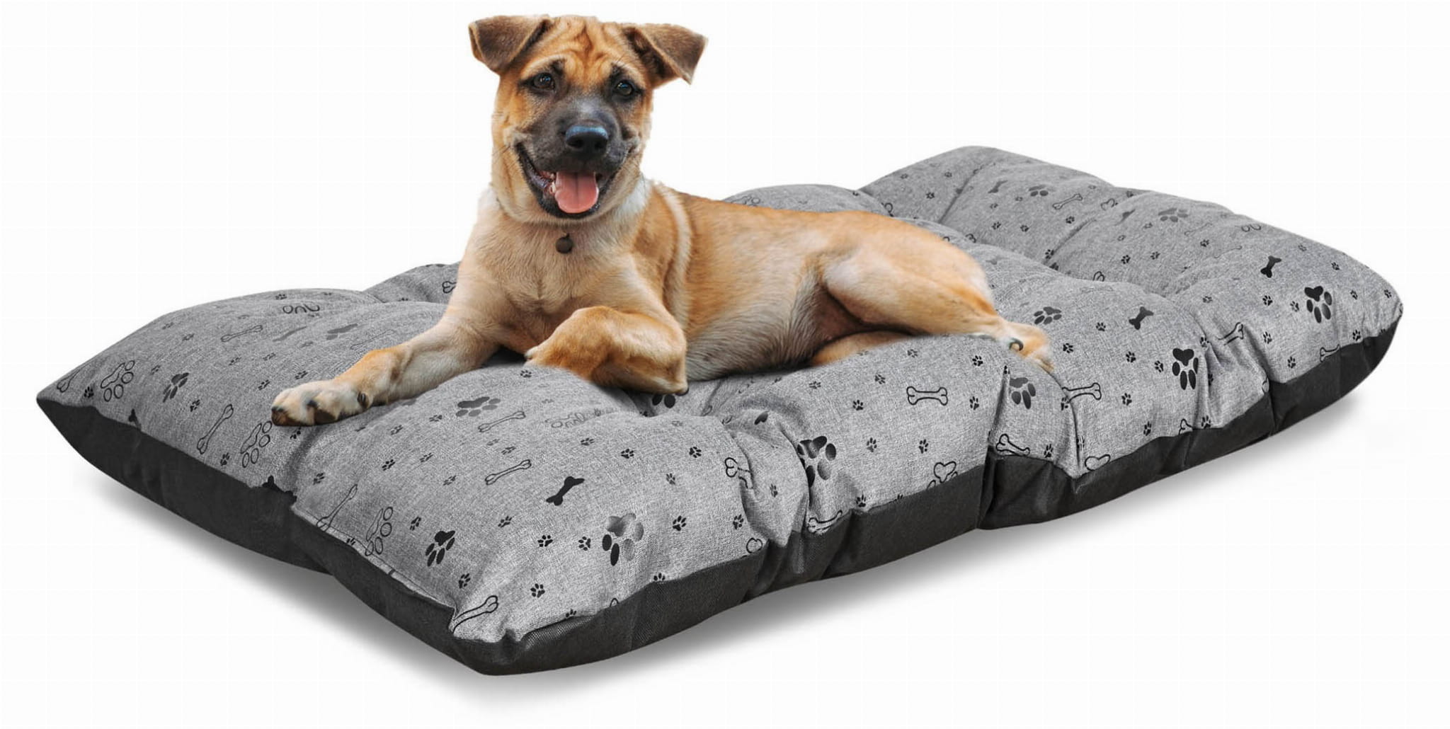 Legowisko dla psa poduszka PRESTIGE 120x80 cm wodoodporna kości czarne