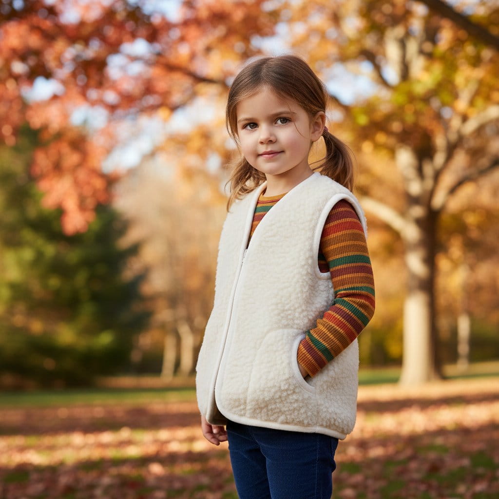 Kamizelka wełniana dziecięca merynos australijski tumbler ecru 2-3 lata