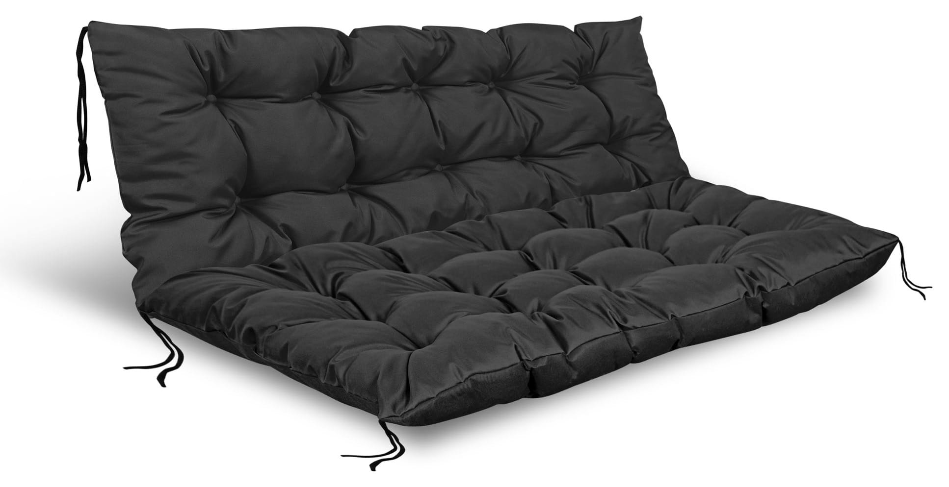 Poduszka ogrodowa 120/80 cm + 120/40 cm na ławkę palety wodoodporna czarna
