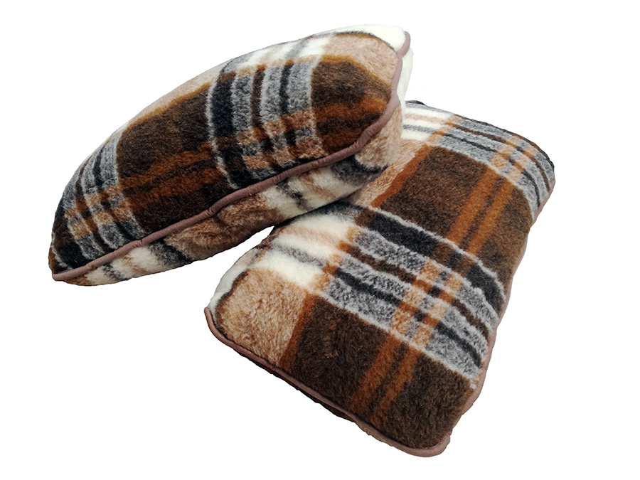 Poduszka wełniana merynos australijski wzór krata 50x60 (+-3%)