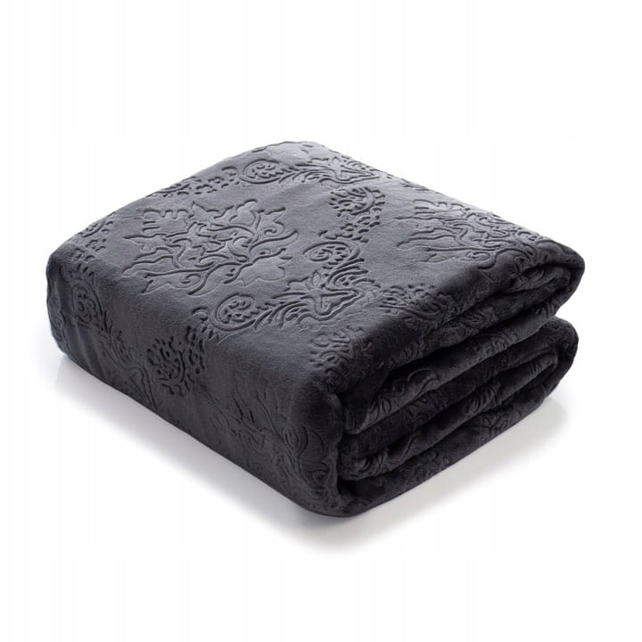 Koc 160x200 Ciemnoszary Mikrofibra Tłoczona we Wzory Narzuta Dekoracyjna