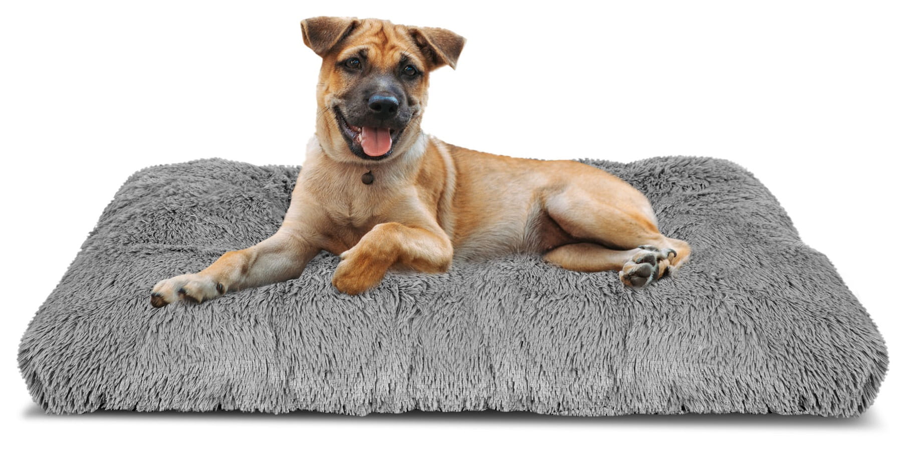 Legowisko dla psa poduszka wysoki bok shaggy 100x70 cm jasnoszare