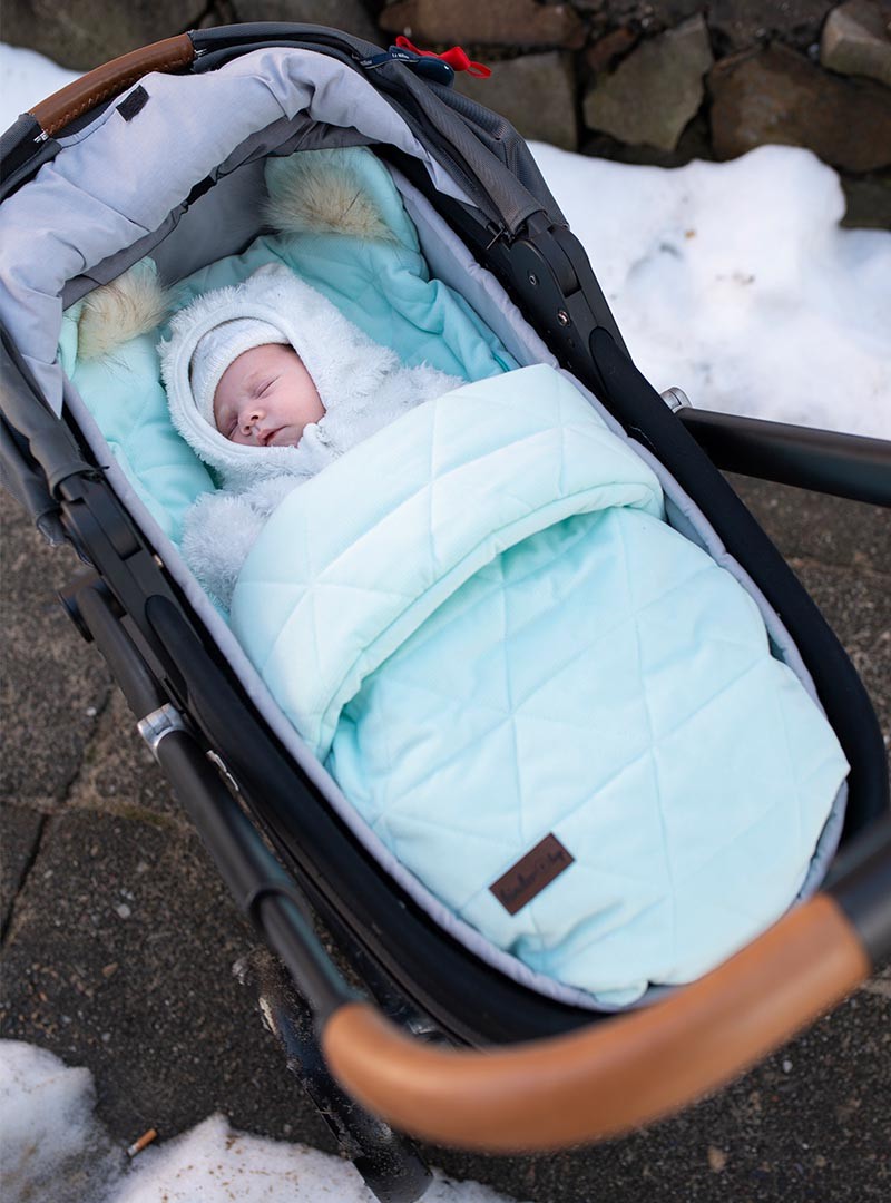 Śpiworek niemowlęcy Dream Catcher Triangles Aquamarine 6in1 z otworami na pasy 80x45 cm