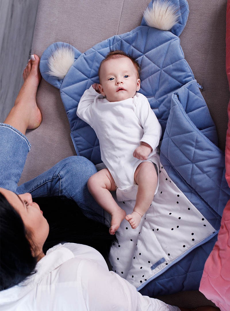 Śpiworek niemowlęcy Dream Catcher Triangles Jeans 6in1bez otworów na pasy 80x45 cm