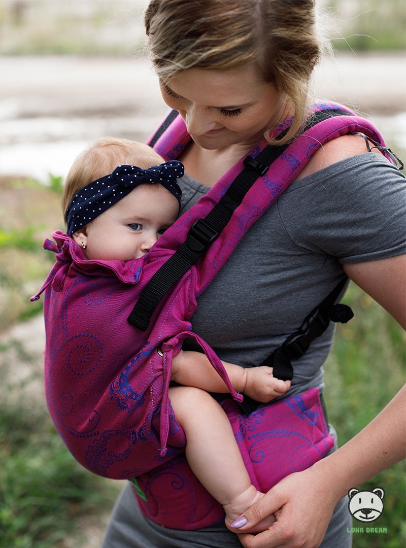 Nosidełko regulowane Multi Size: Luna Pink (róż), 100% bawełna, splot żakardowy