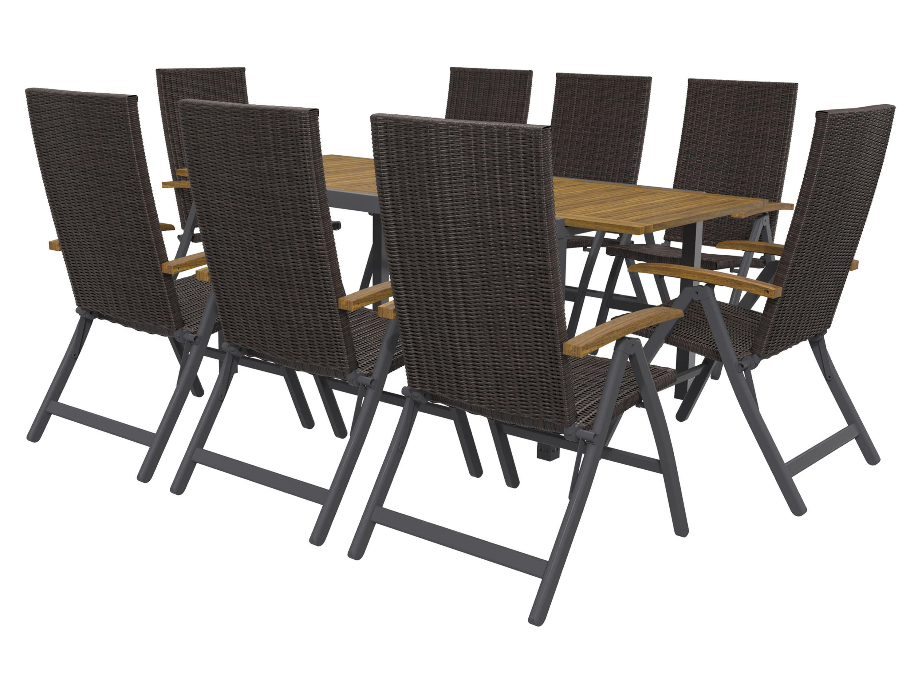 Livarno home Zestaw mebli ogrodowych z plecionki Valencia, stół rozkładany i 8 foteli