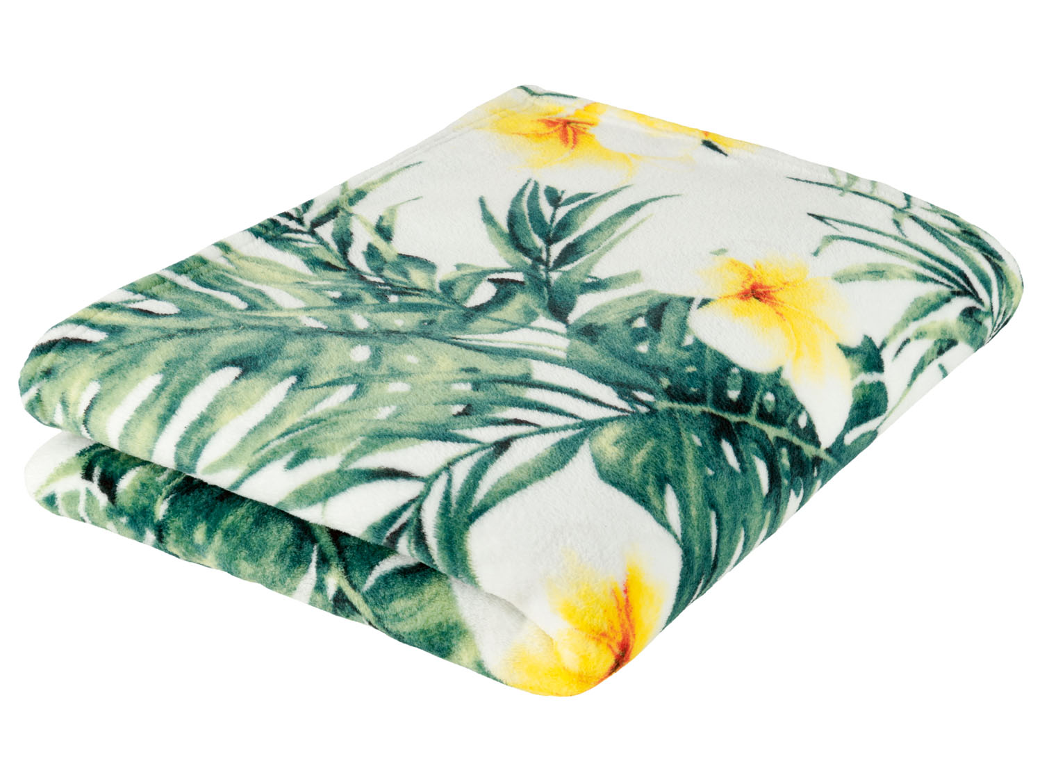 Livarno home Koc z mikrowłókna, 150 x 200 cm Kwiaty/ zielony/ żółty