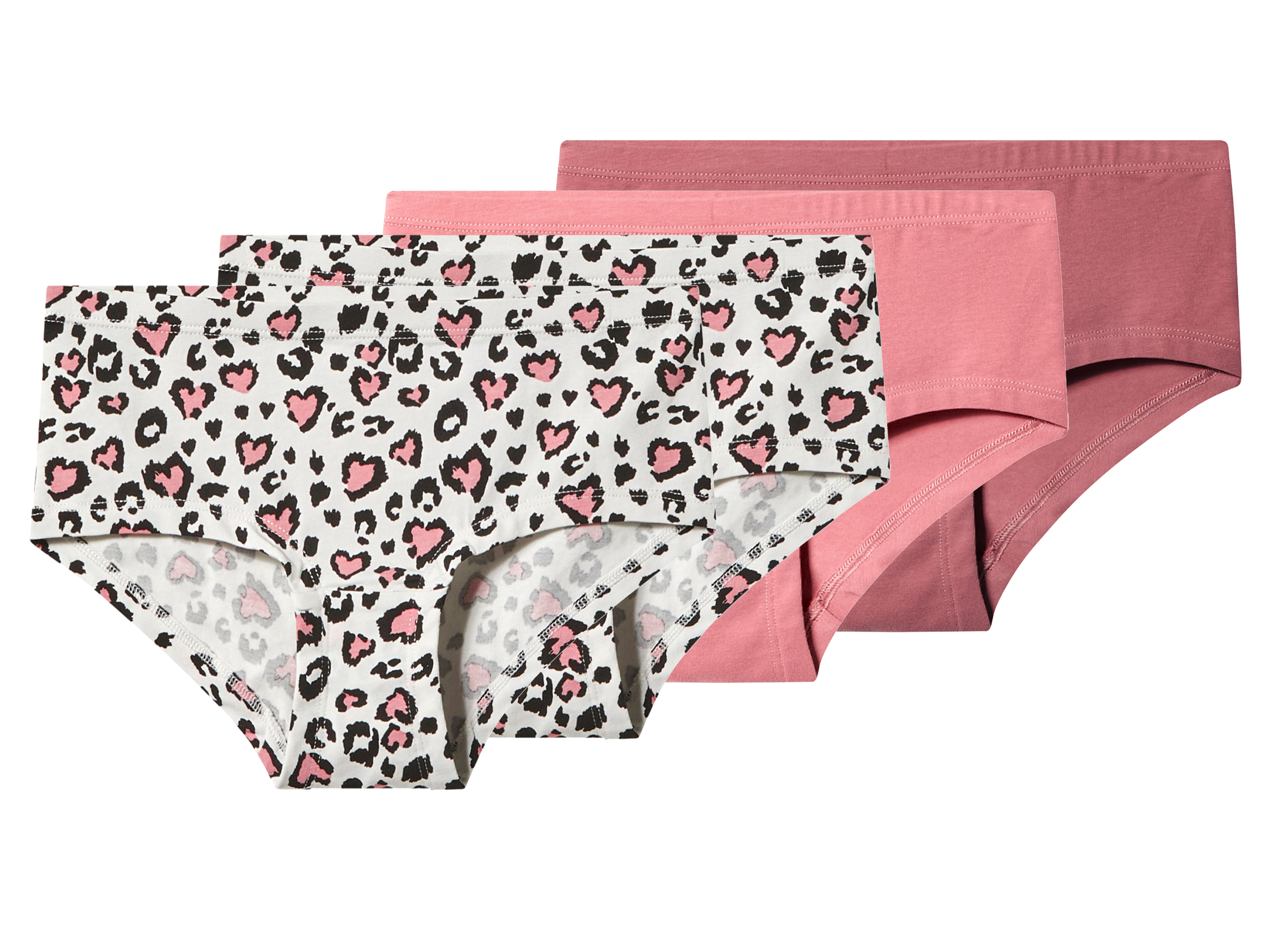 esmara Majtki hipstery dziewczęce z biobawełną, 4 pary Różowy/biały, 158/164