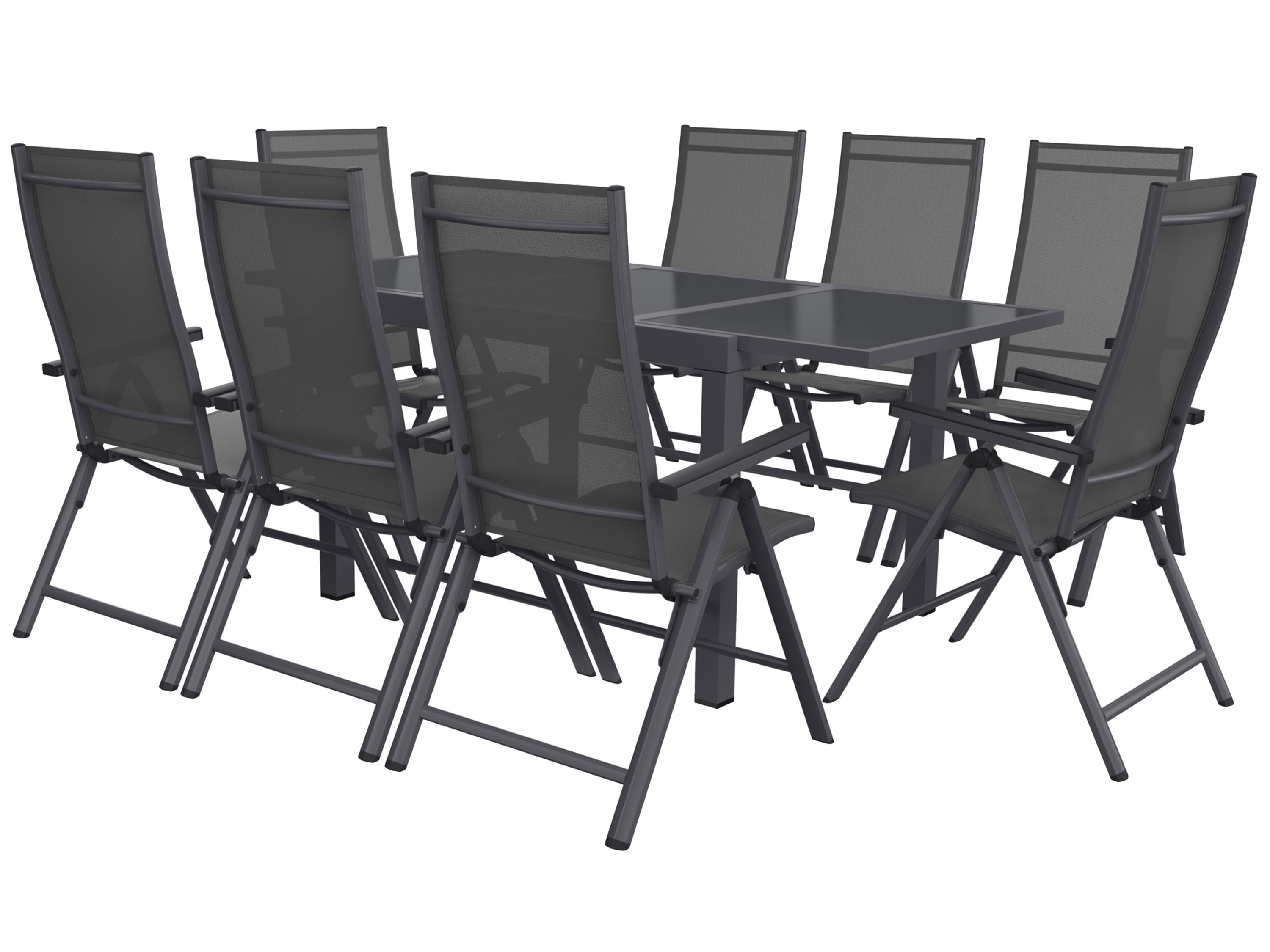 Livarno home Zestaw aluminiowych mebli ogrodowych Houston, stół rozkładany i 8 foteli