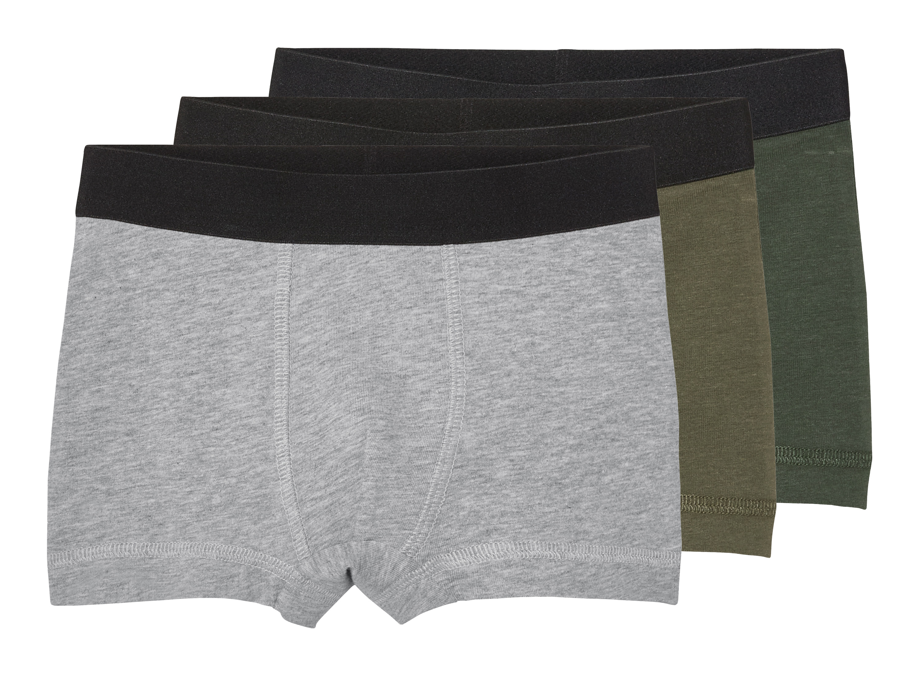lupilu Bokserki dziecięce z biobawełną, 3 pary khaki/zielony/szary, 98/104