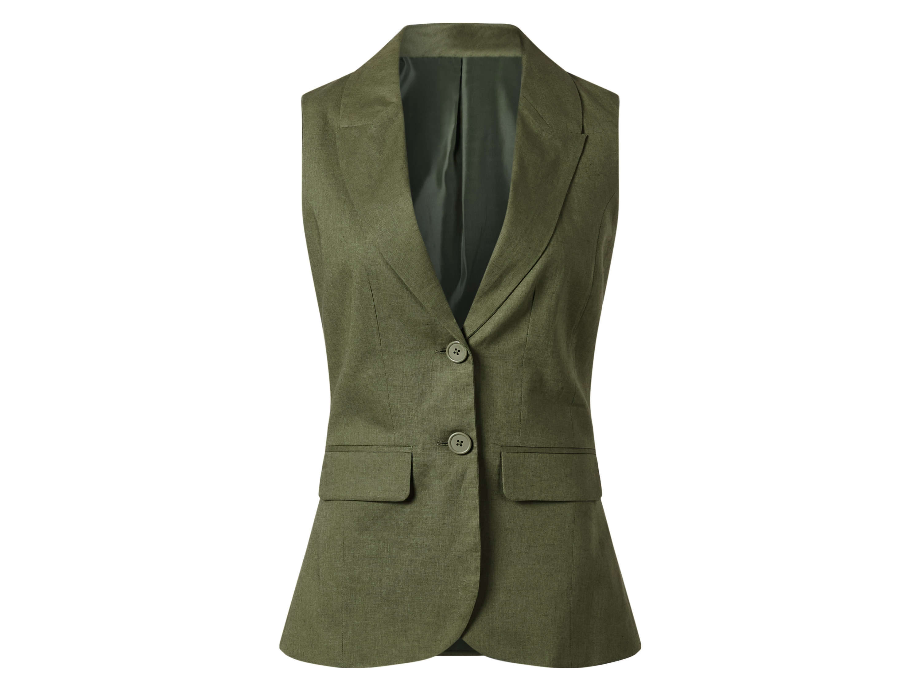 esmara Długa kamizelka damska z lnem Zielony, 34