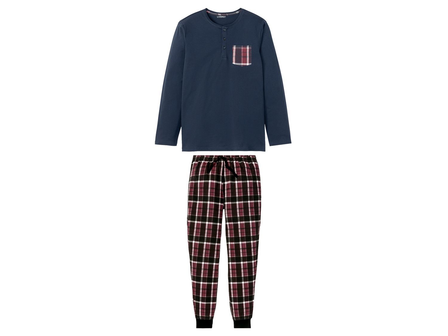 Livergy Piżama męska z bawełny Granatowy, M 48/50