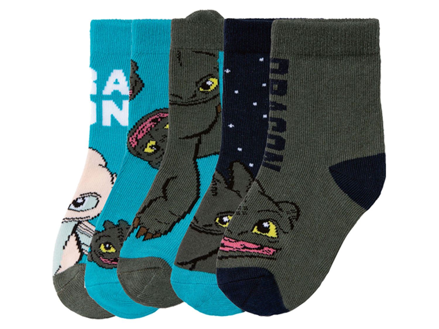 Skarpetki dziecięce, 5 par Wzór Jeźdźcy smoków, 23/26