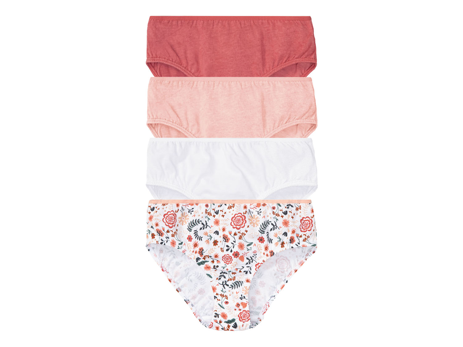 pepperts! Majtki dziewczęce z bawełny, 4 pary 146/152, Różowy/morelowy/biały