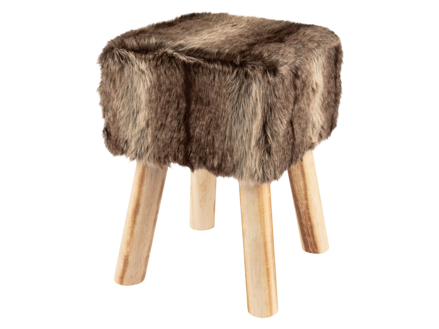 Livarno home Taboret z futrzanym siedziskiem Kwadratowy futrzany stołek