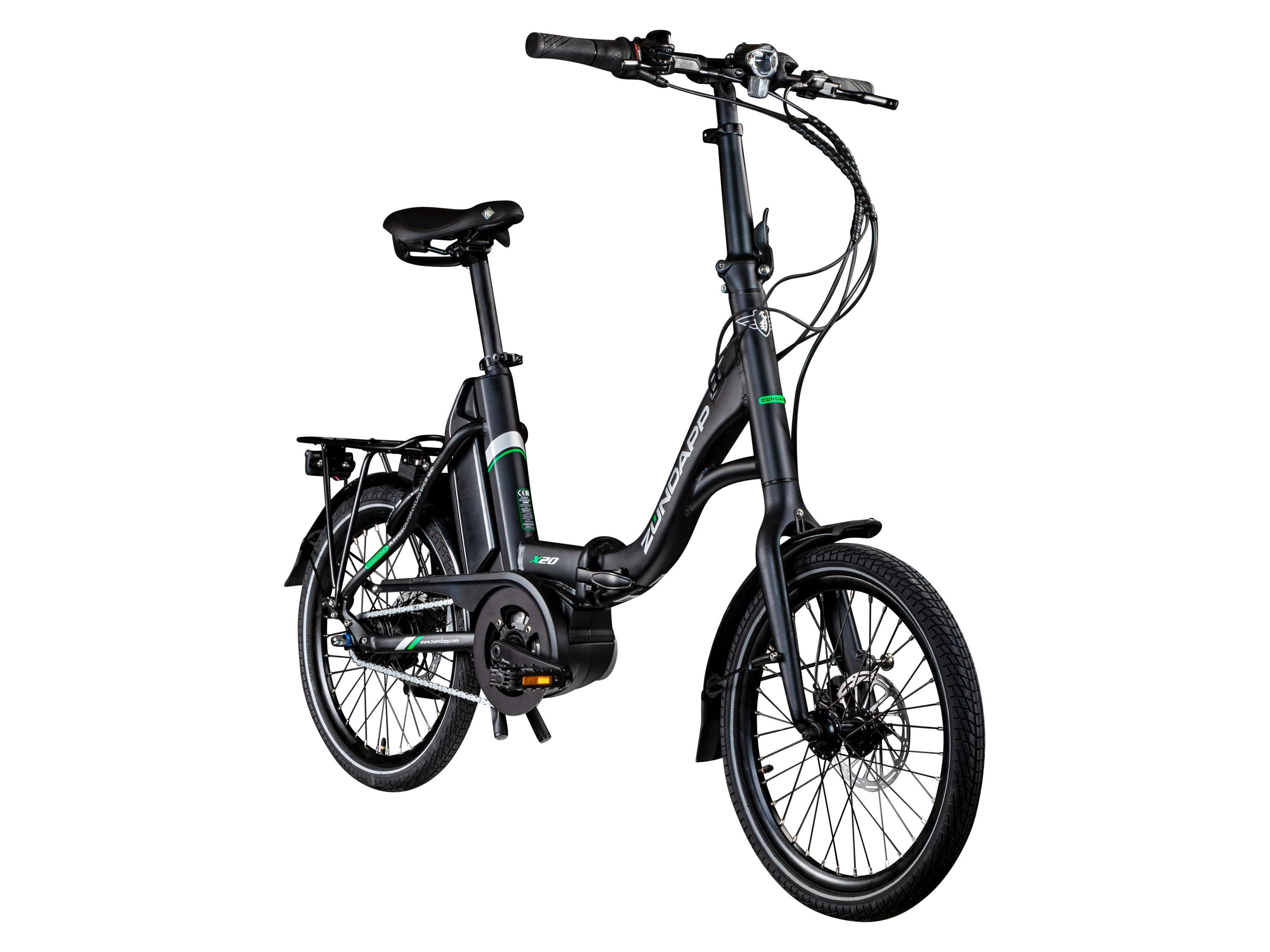 Zündapp Rower elektryczny składany »X20«, 20 cali Czarny/ zielony