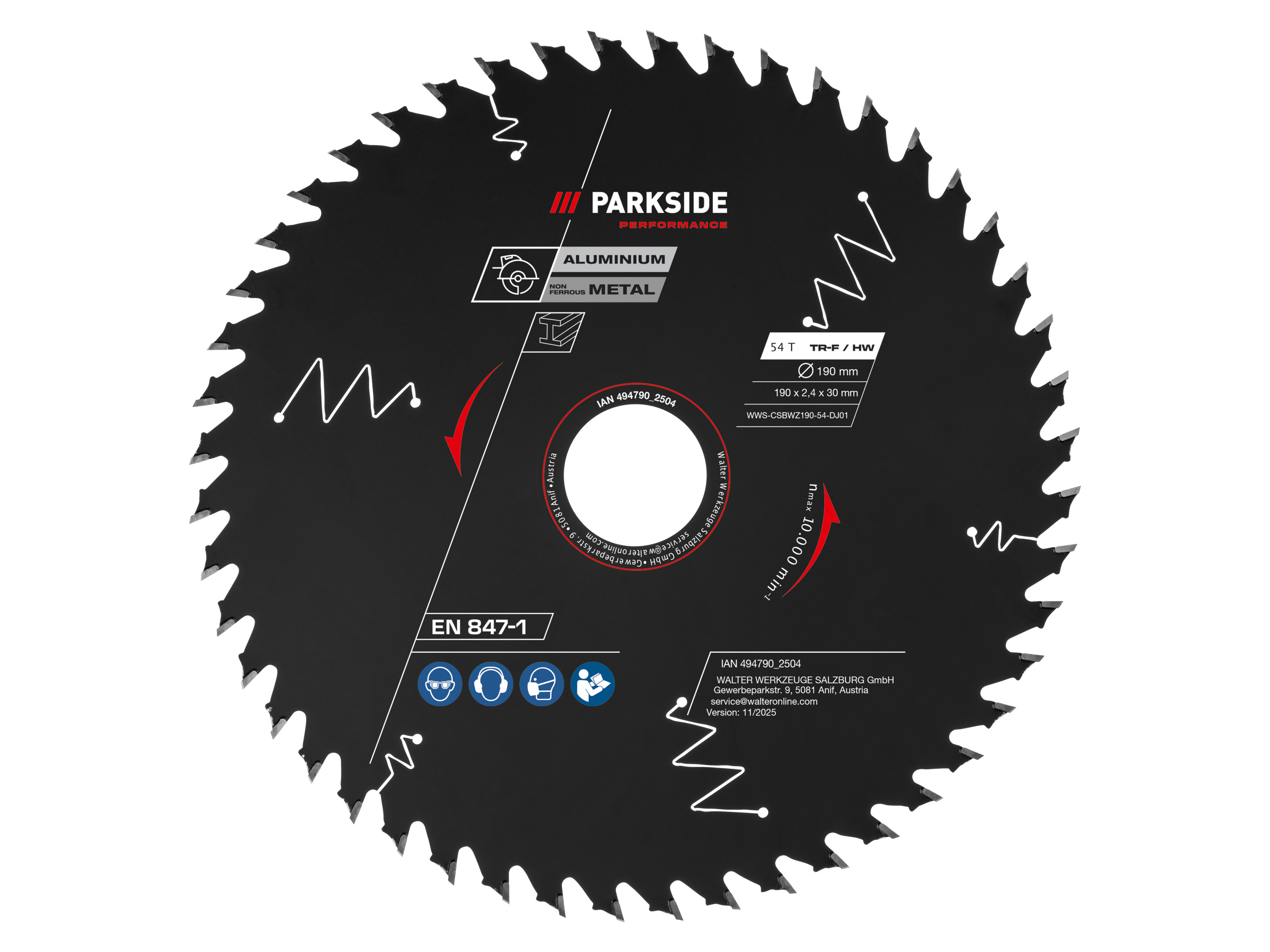 Parkside Performance Brzeszczot 190 mm do drewna lub metalu Wiele 54 zębów