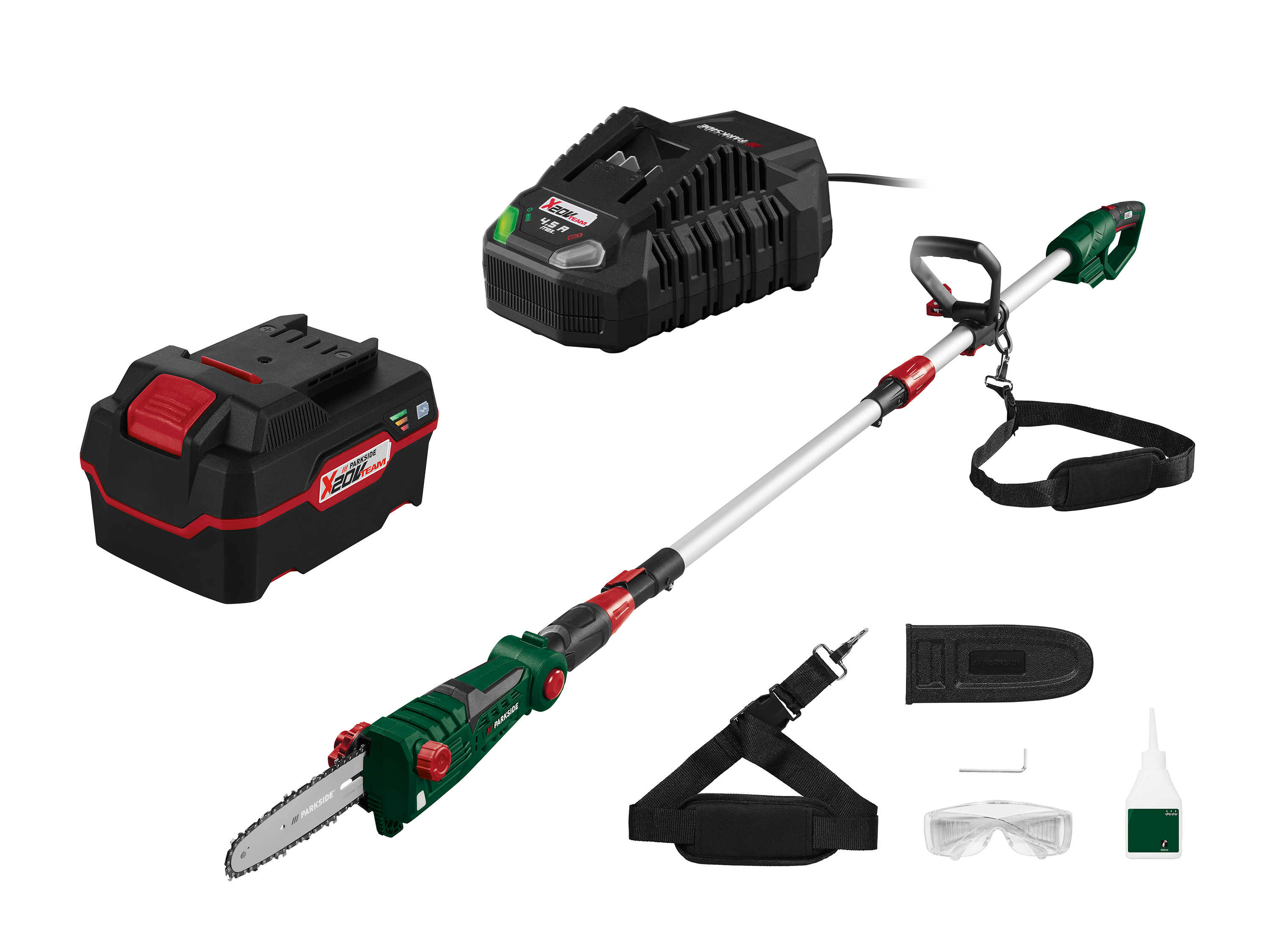 Parkside Zestaw Akumulatorowa podkrzesywarka teleskopowa 20 V z akumulatorem 4 Ah i ładowarką 2,4 A