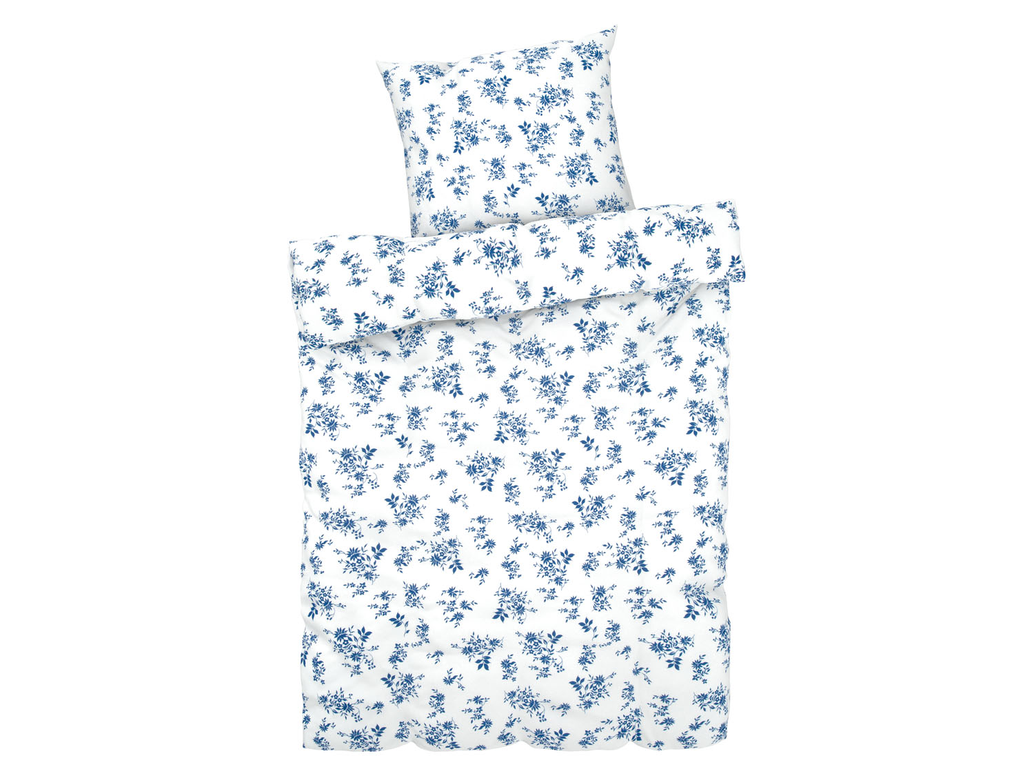 Livarno home Pościel z mikrowłókna satynowego, 140 x 200 cm Kwiaty/ biały/ niebieski