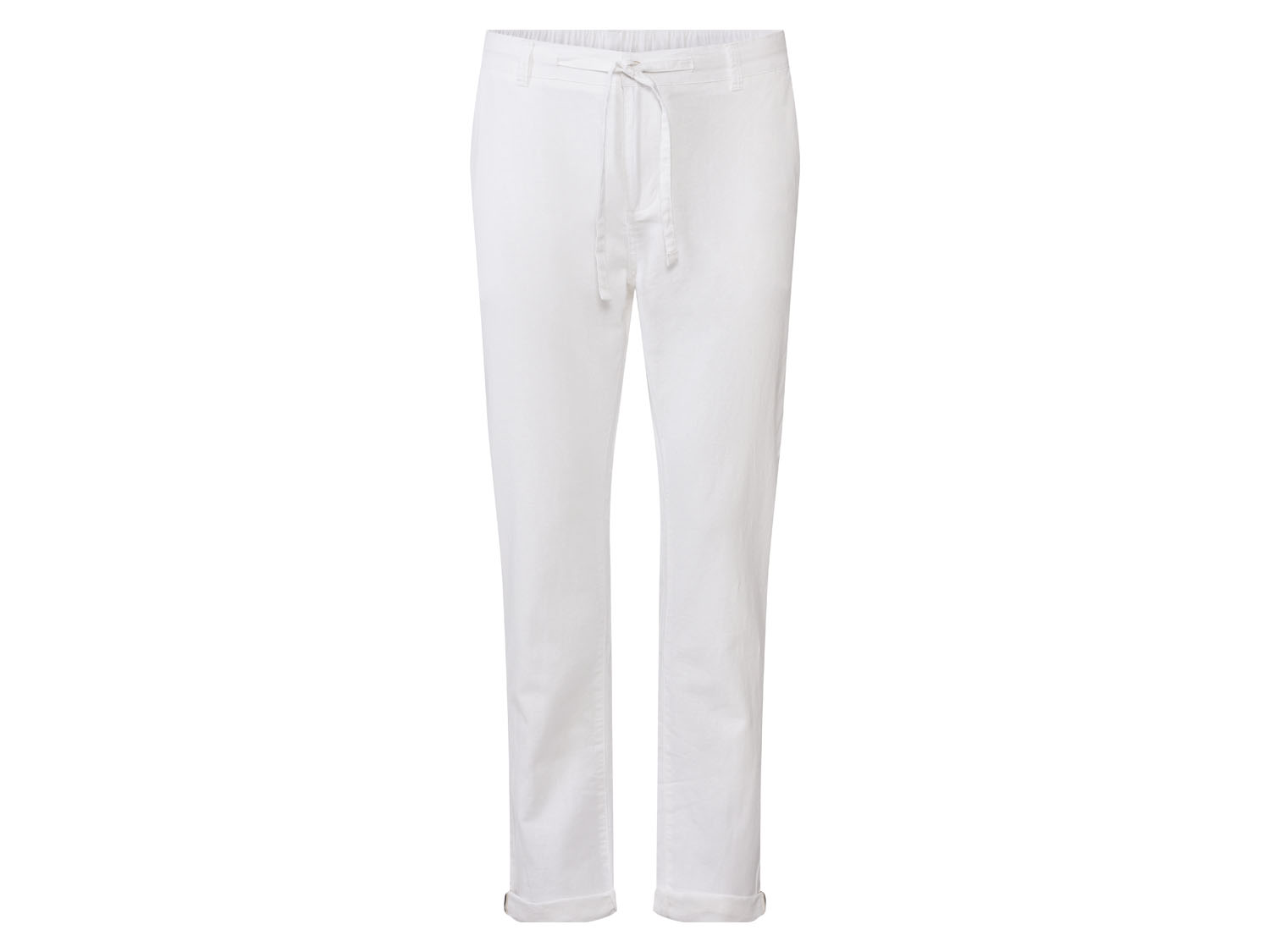 Livergy Spodnie męskie z dodatkiem lnu, Straight Fit 48, Biały