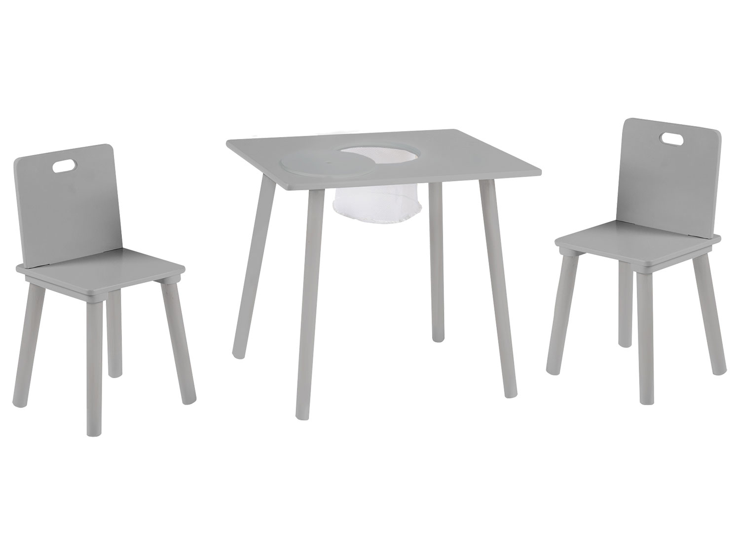 roba Zestaw mebli dla dzieci 2 krzesełka + stolik Szary/z siatką