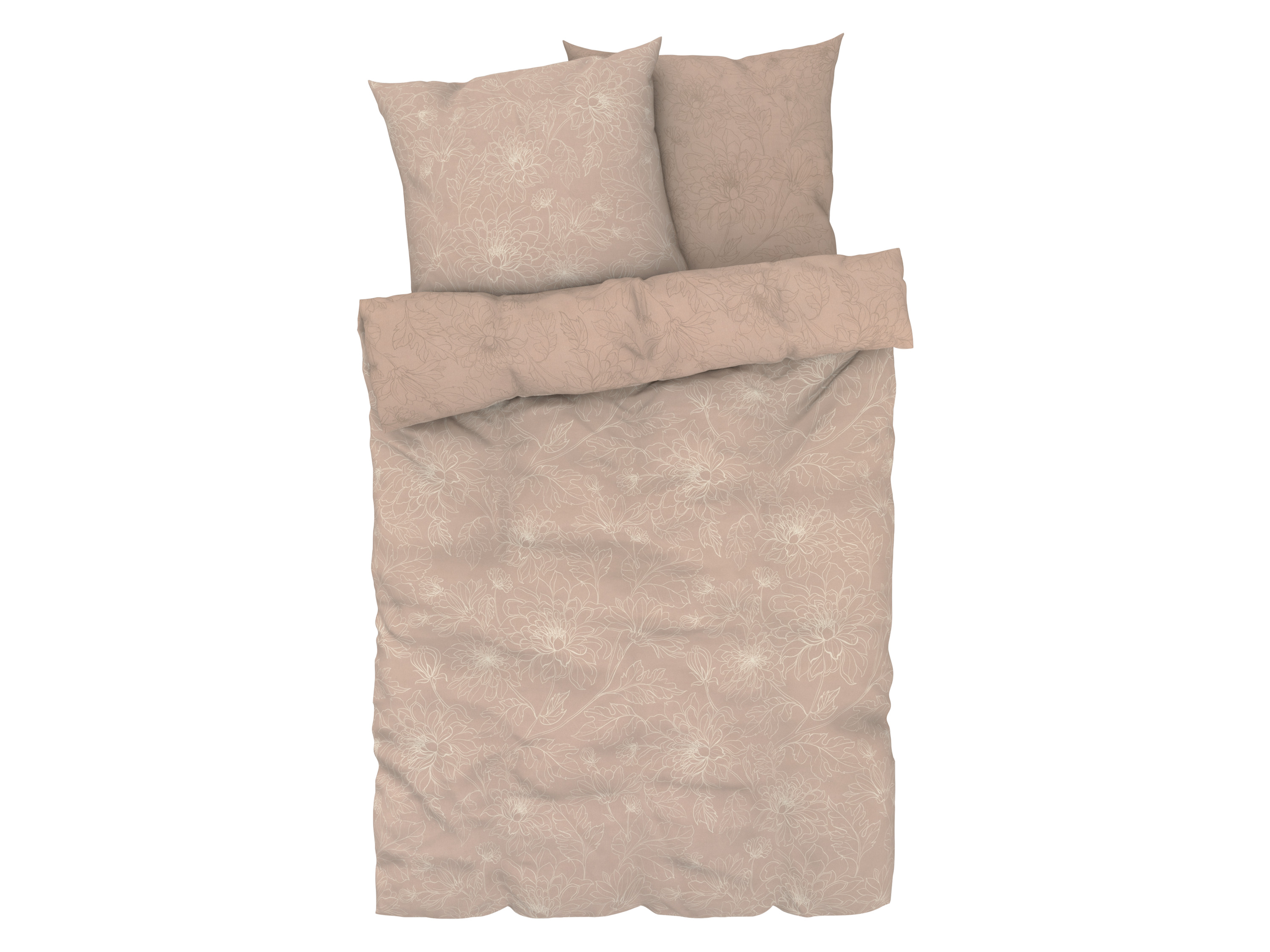 Livarno home Pościel satynowa dwustronna z mikrofibry, 160 x 200 cm Kwiaty/beżowy