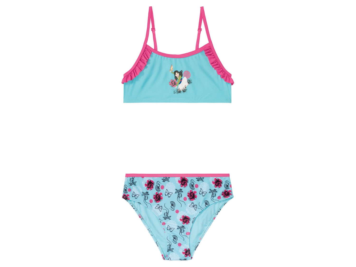 Strój kąpielowy lub bikini dziewczęce z bohaterami bajek Wzór Mulan, 134/140