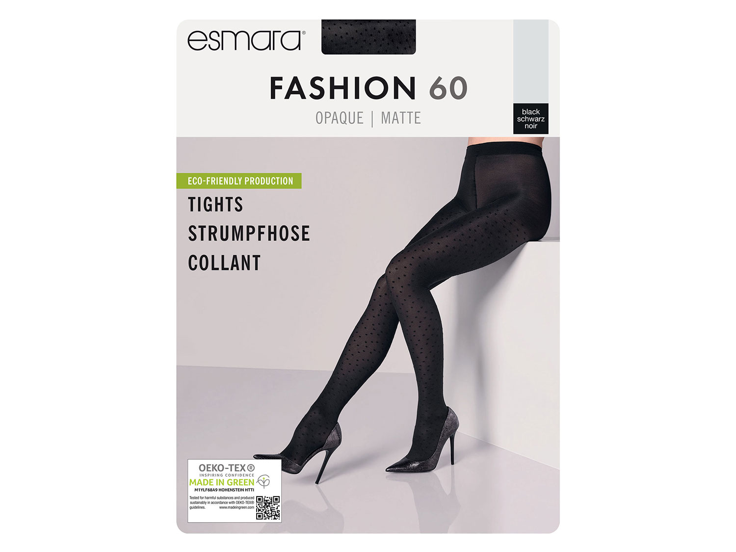 esmara Rajstopy damskie, 60 Den, 1 para Czarny/ kropki, L 44/46