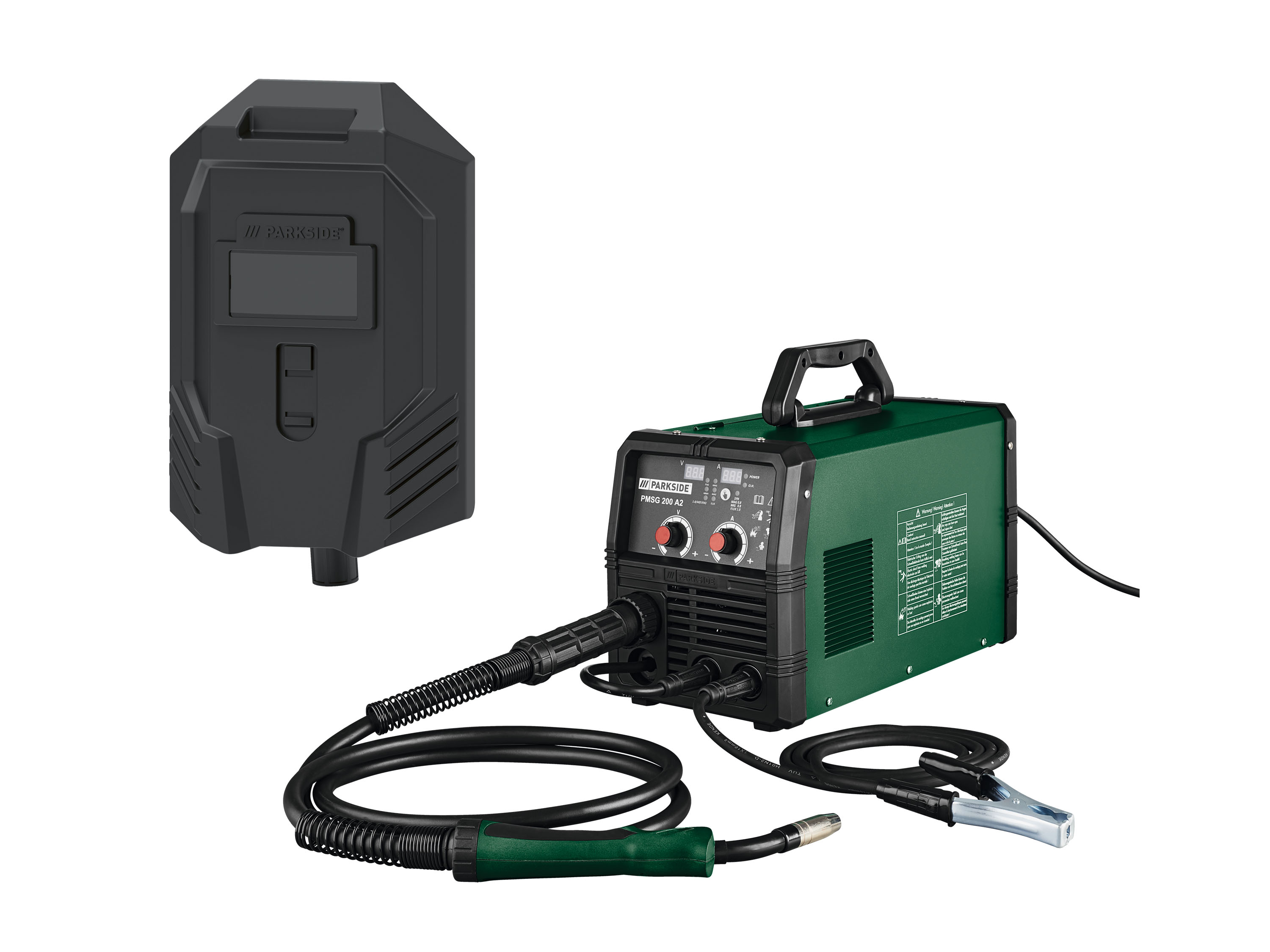 Parkside Zestaw Spawarka Mma, Mig, WIG 200 A i przyłbica spawalnicza
