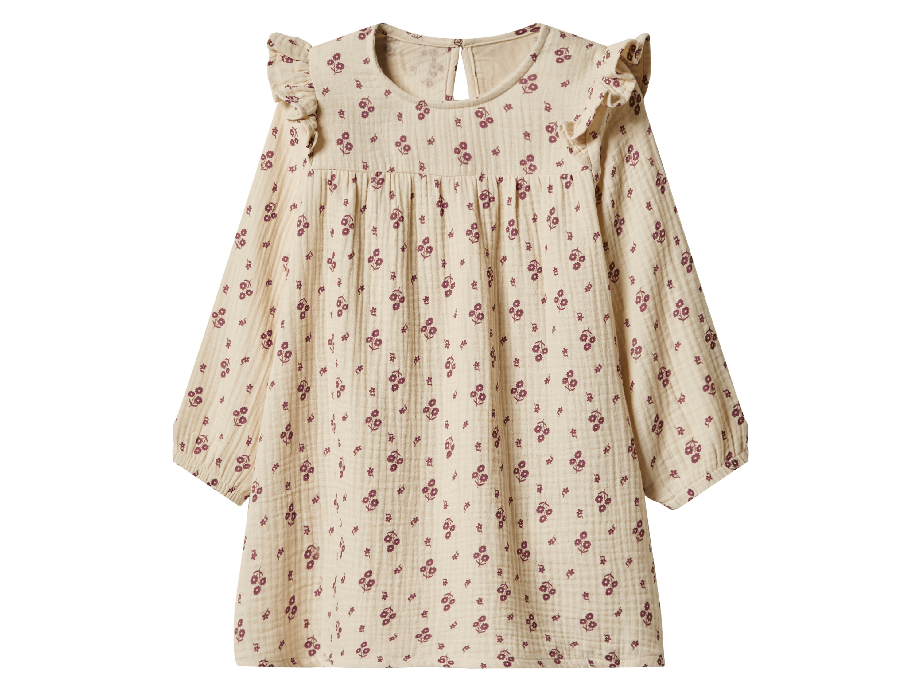 lupilu Sukienka muślinowa dziecięca z bawełny Kremowy, 110/116